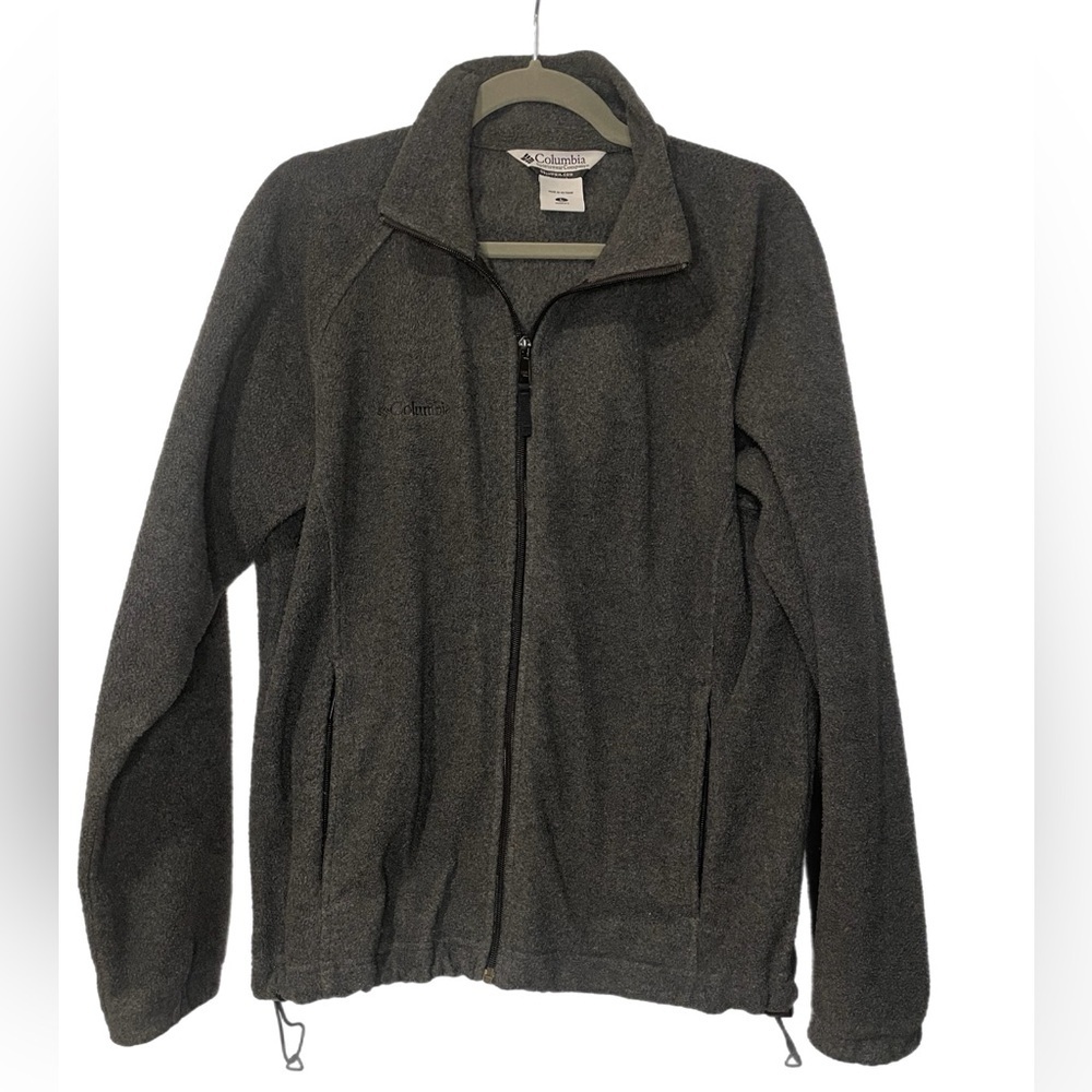 Columbia full zip fleece gray on gray drawstring bottom. Size L WW